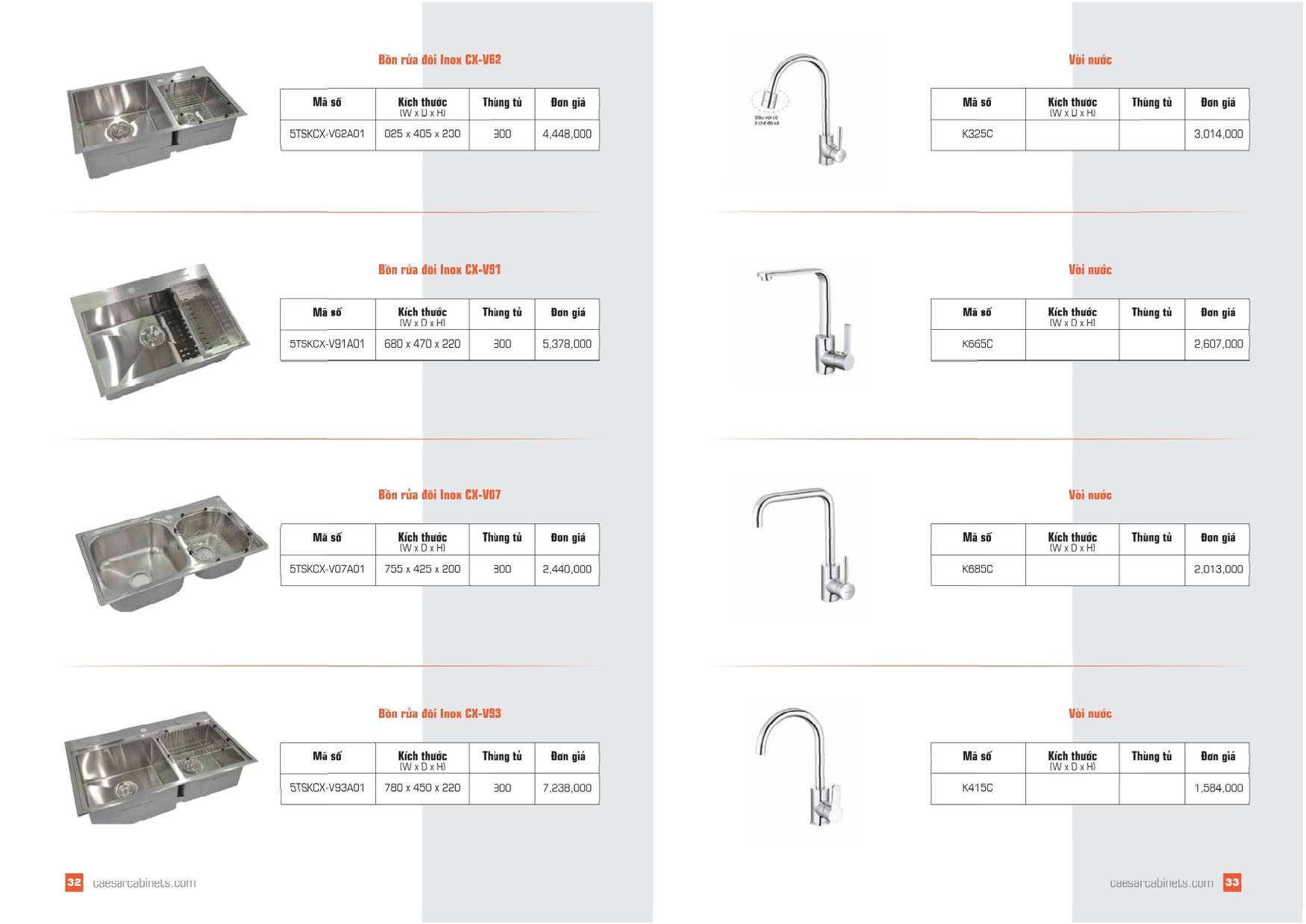 Tủ bếp CAESAR Bảng giá và Catalogue mới nhất 2025 /Page 16
